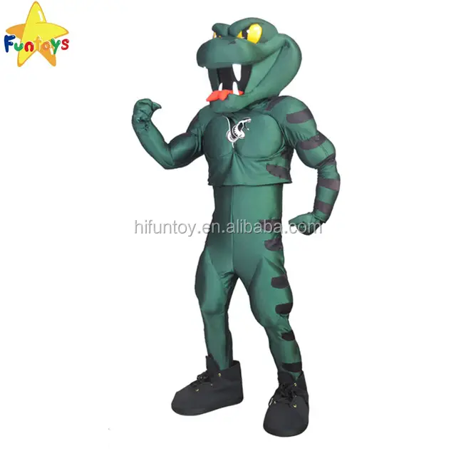 Профессиональный костюм-талисман зеленой змеи Funtoys на заказ