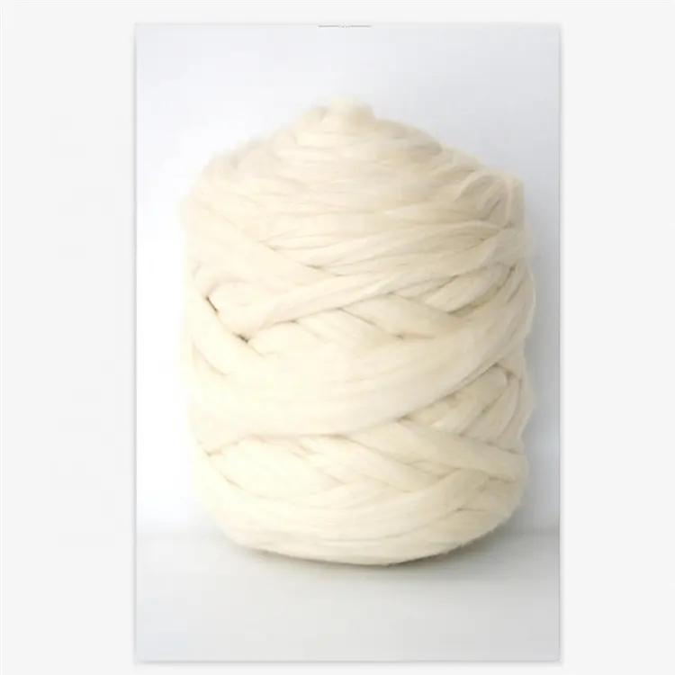 60S Cheap Merino Wool Yarn,White Wool Roving,Chunky Yarn for Hand Knit