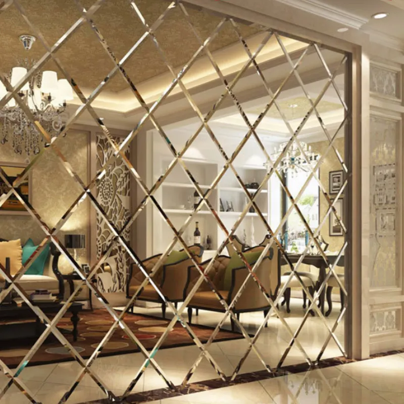 Customized design decorative diamond shape mirror wall