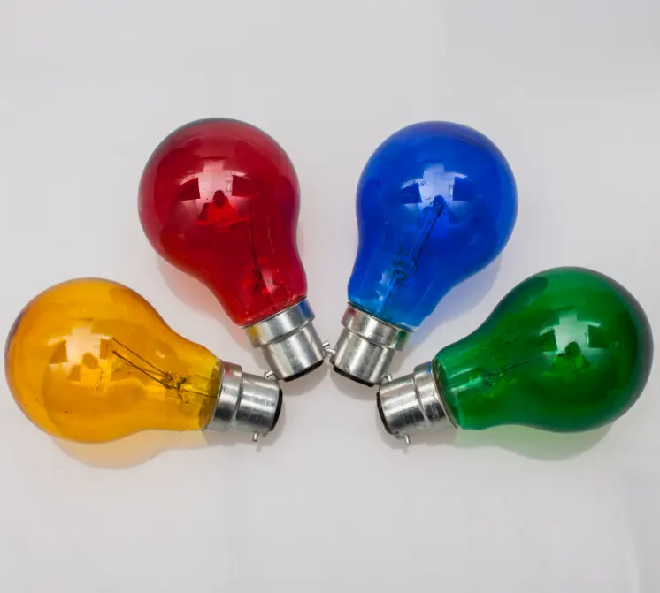 Цветные лампы накаливания GLS A19/A60 220-240 В 25 Вт/40 Вт/60 Вт/75 Вт/100 Вт B22 наружные красные/желтые/синие/зеленые