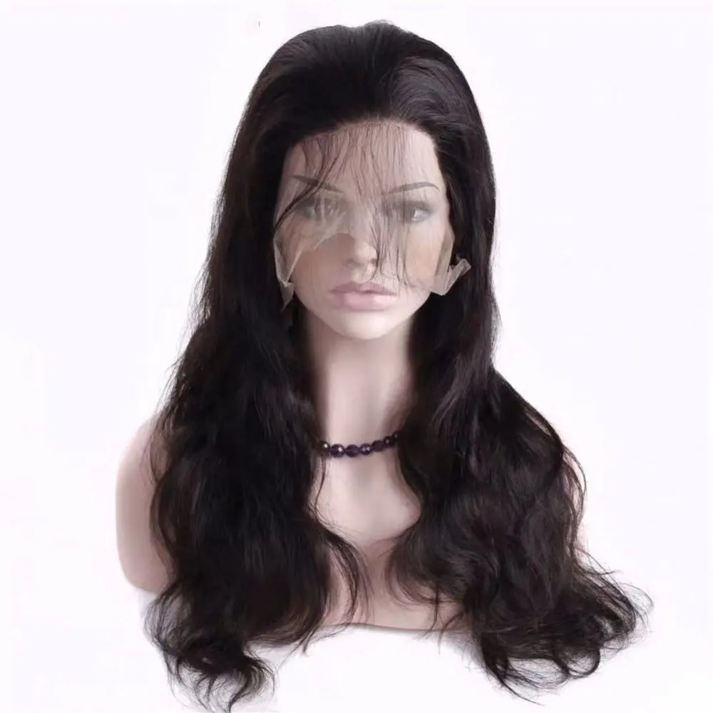 Оптовая продажа с фабрики, 100% необработанные натуральные бразильские волнистые волосы 26 дюймов, поставщик человеческих волос, полностью кружевные передние парики с детскими волосами