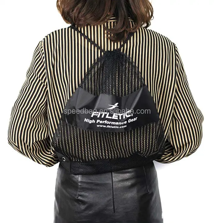 Дешевый Рекламный практичный полиэстеровый сетчатый рюкзак, спортивный мешок на шнурке для спортзала