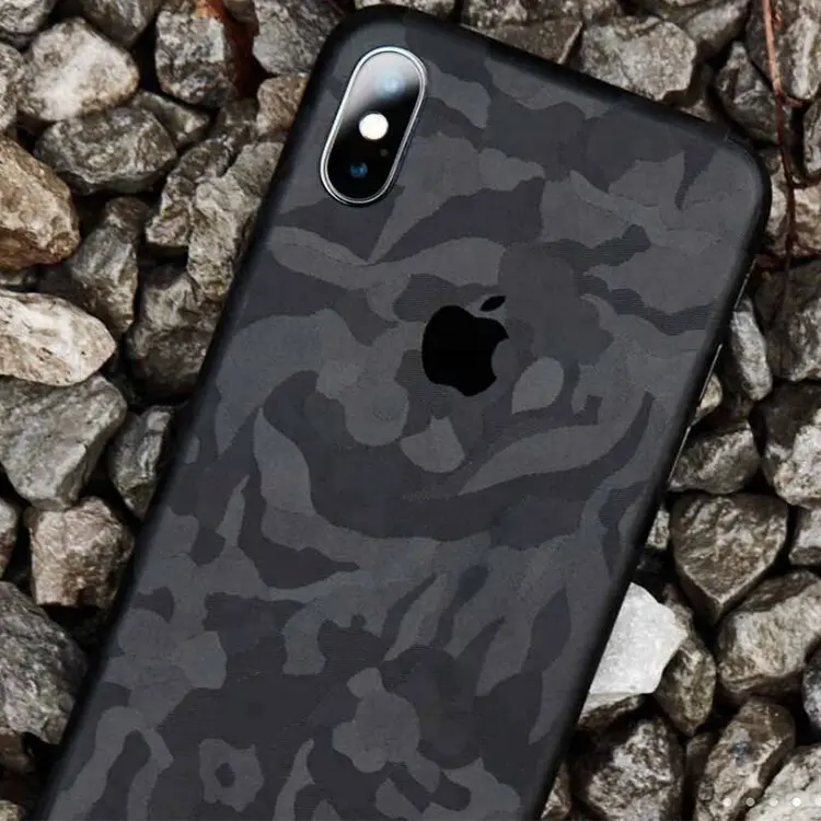 New phone accessory unique 3D texture 3M vinyl skin black camouflage stickers for iPhone x decals