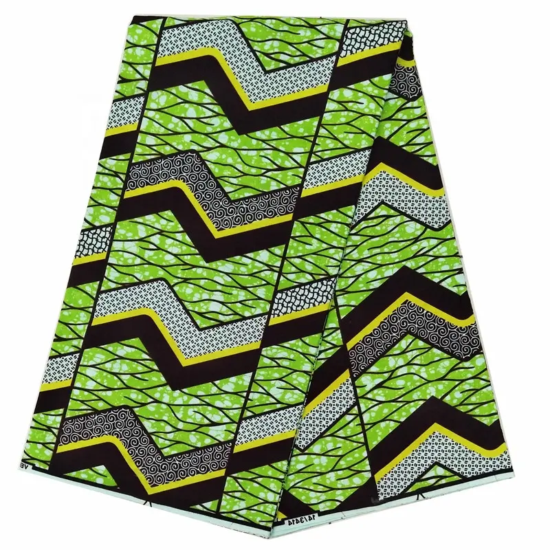Высококачественная зеленая ткань с Африканским принтом из 100% хлопка, 6 ярдов, оптовая продажа, самые дешевые ткани Анкары V610