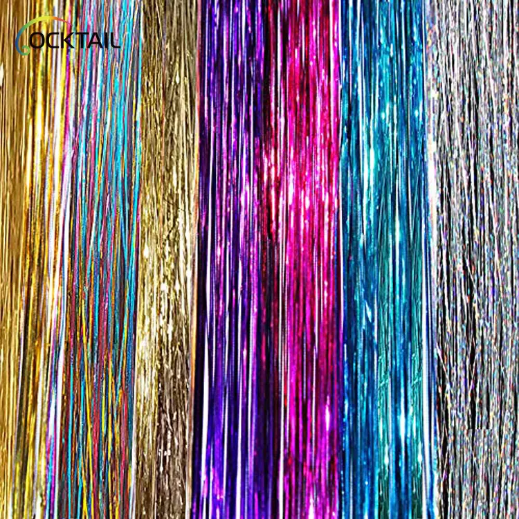 Hot Sale Silk Tinsel Hair Extensions Colorful Hair Tinsel Beautiful hair accessories