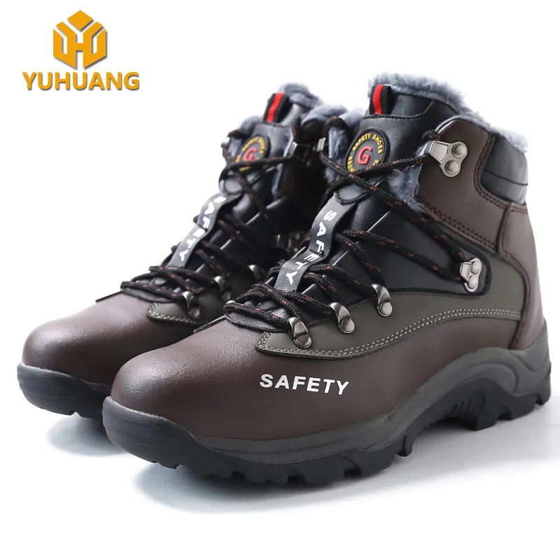 Модные дизайнерские защитные рабочие ботинки из натуральной кожи со стальным носком, защитная обувь с металлической средней подошвой и меховой подкладкой