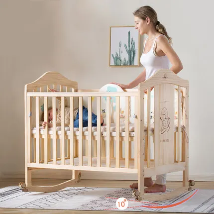 Детская кровать из массива дерева для новорожденных/Портативная детская кроватка