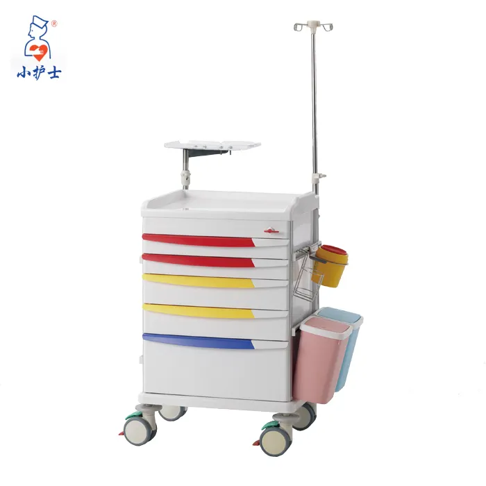 F-46 Medical hospital trolley New design ABS hospital crash cart Emergency resuscitation trolley