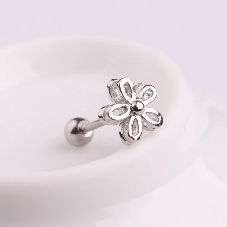 Fast Delivery 16g Tiny Flower Diamond unique tragus earrings