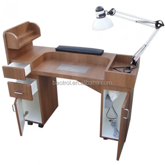 Used nail salon equipment with table lamp manicure table