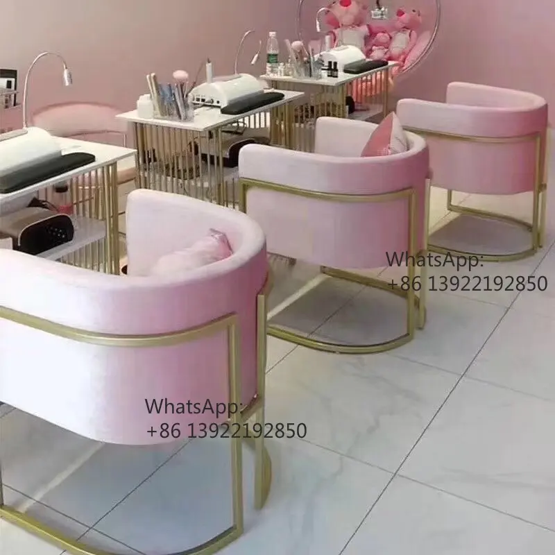 Marble Manicure Table With Pink Chairs ZY-MT060