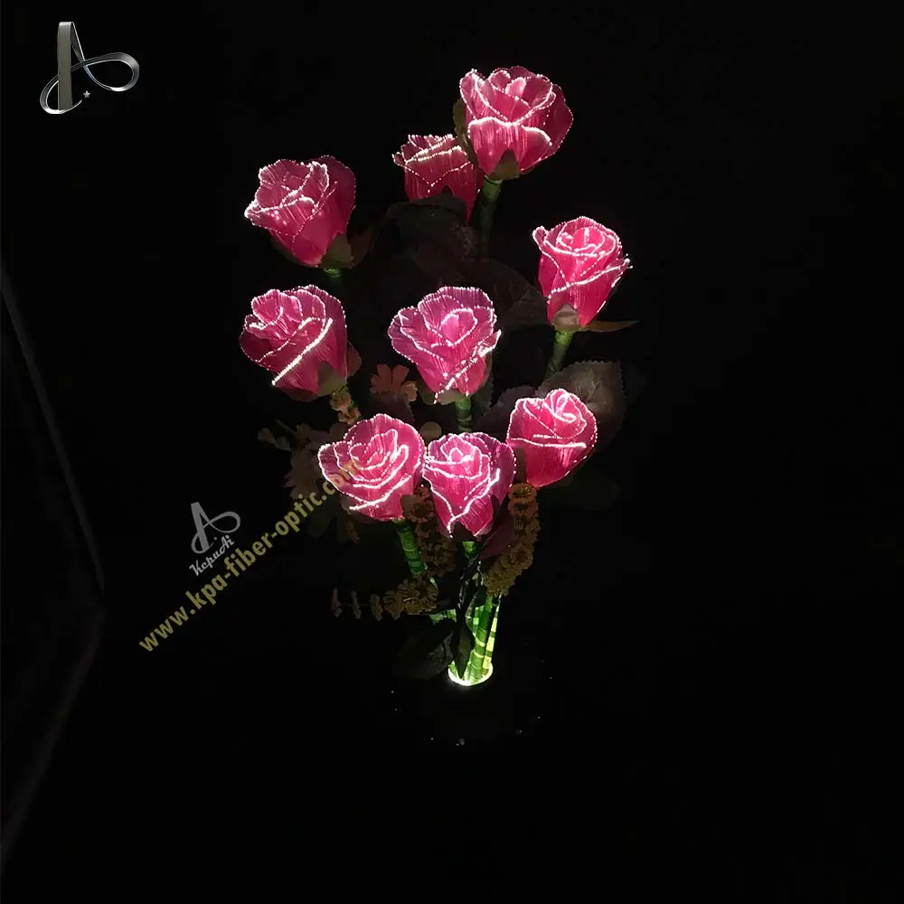 Свадебное украшение, искусственные розы, оптоволоконные светодиодные Цветочные светильники