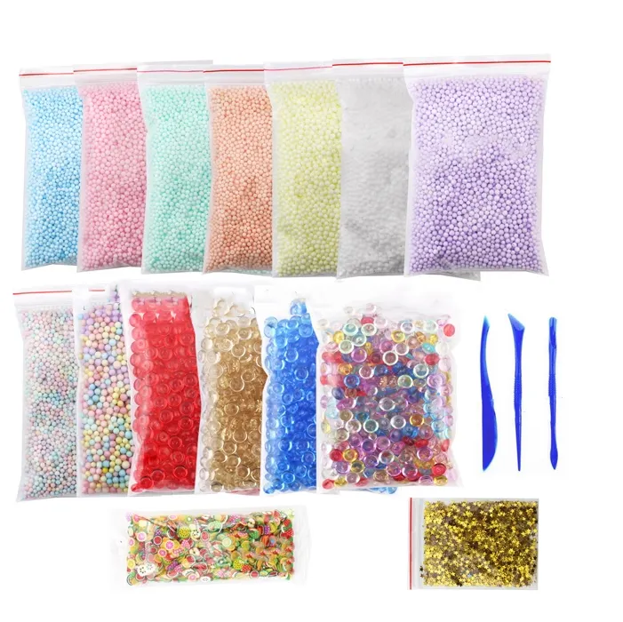 Custom Set Colorful Styrofoam Slime Foam Balls Beads DIY Slime Kit With Fruit Slice And Fishbowl Beads