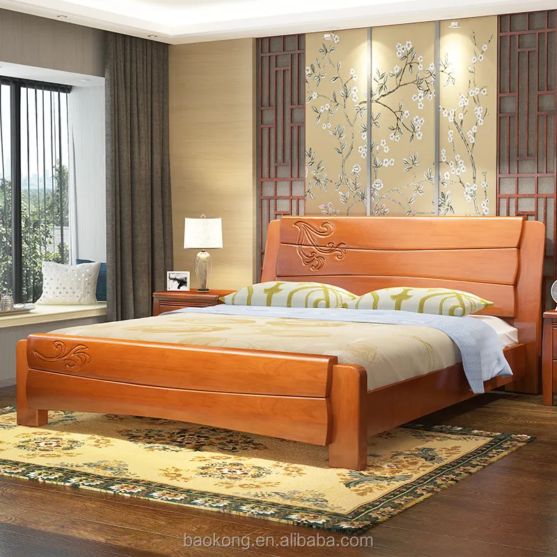 Carved Furniture Hotel King Size Double Bed