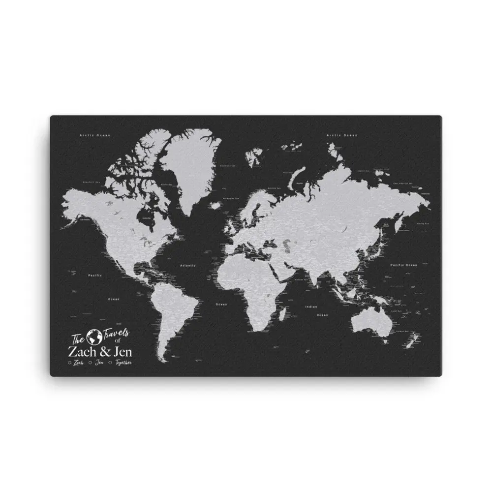 Personalized Push Pin Travel Map, World Push Pin Map, Custom Push Pin World Wall...