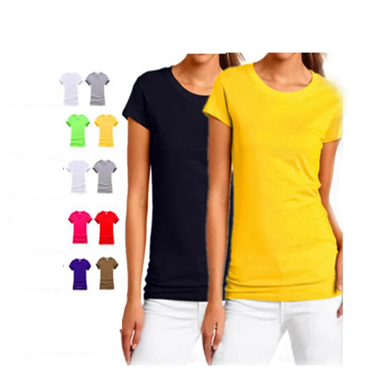 high quality cotton european size custom design oem logo women girl blank t shirt plain t-shirt