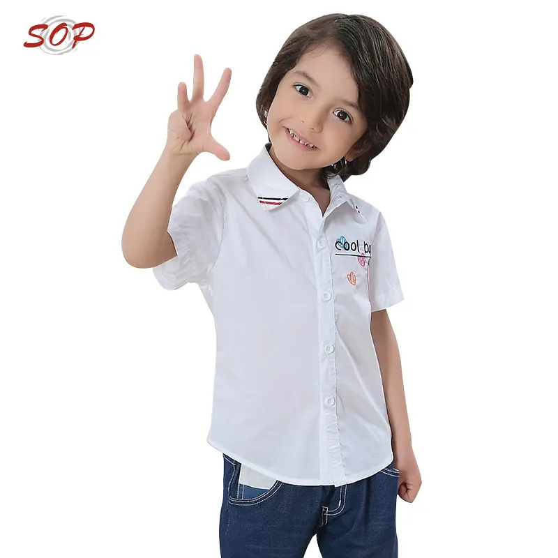 Детская модная летняя рубашка для мальчиков, крутые Топы с коротким рукавом, Рубашки без рисунка