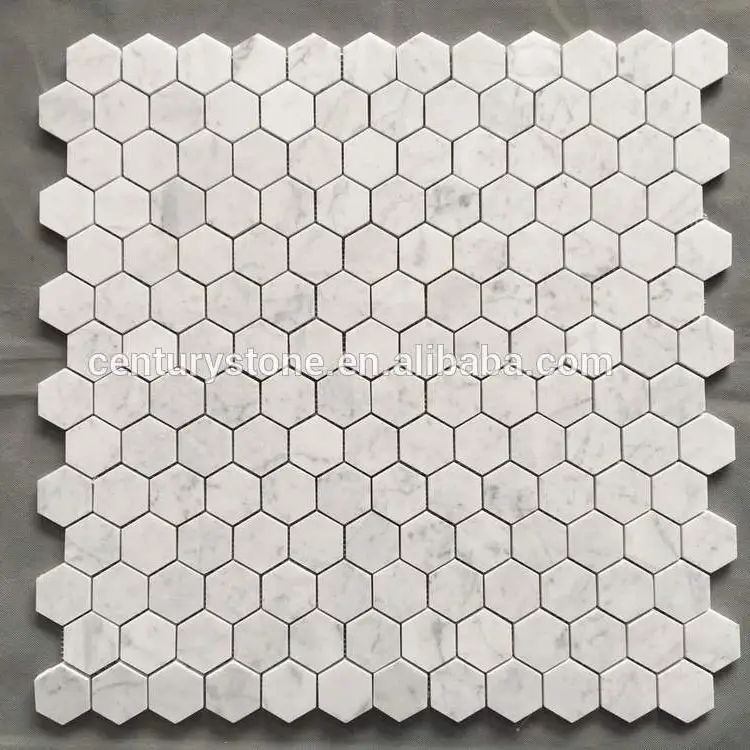 stocked 48mm carrara hexagon marble mosaic tile