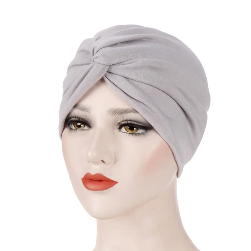 Wholesale 2019 top sale ladies muslim head cap fashion 11colors cheap plain stretch ruffle croket women chemo hat