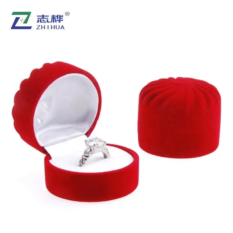 Оптовая продажа, обручальное кольцо в форме солнца, упаковочный красный чехол для украшений, Классическая бархатная коробка для колец