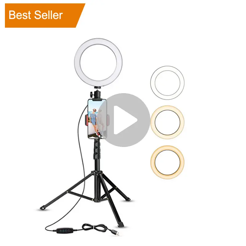 Amazon 8inch 10.2inch Halo Table Usb Beauty Video Studio Photo Circle Lamp Dimmable Selfie Led Ring Light With Tripod Stand