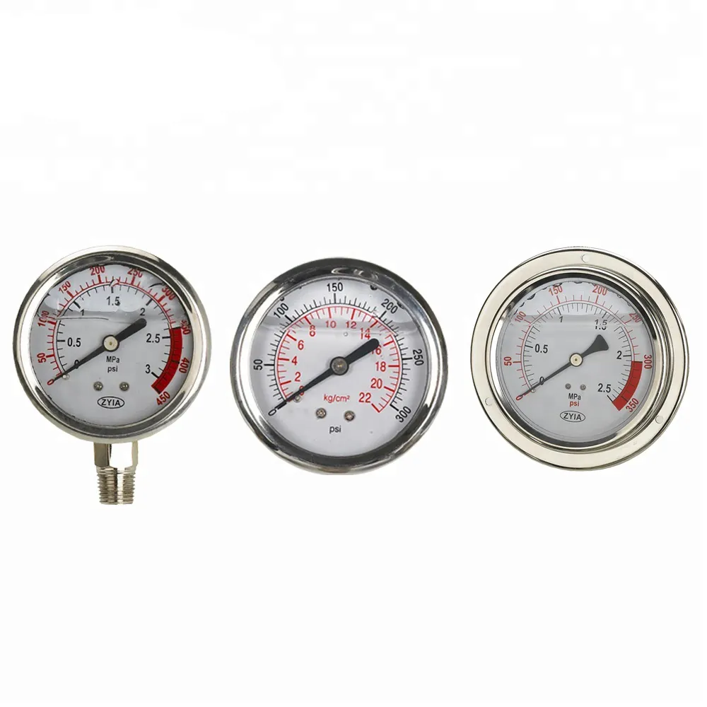 Factory Price Stainless Steel Liquid Water Filled High Pressure Gauge Meter 10Bar