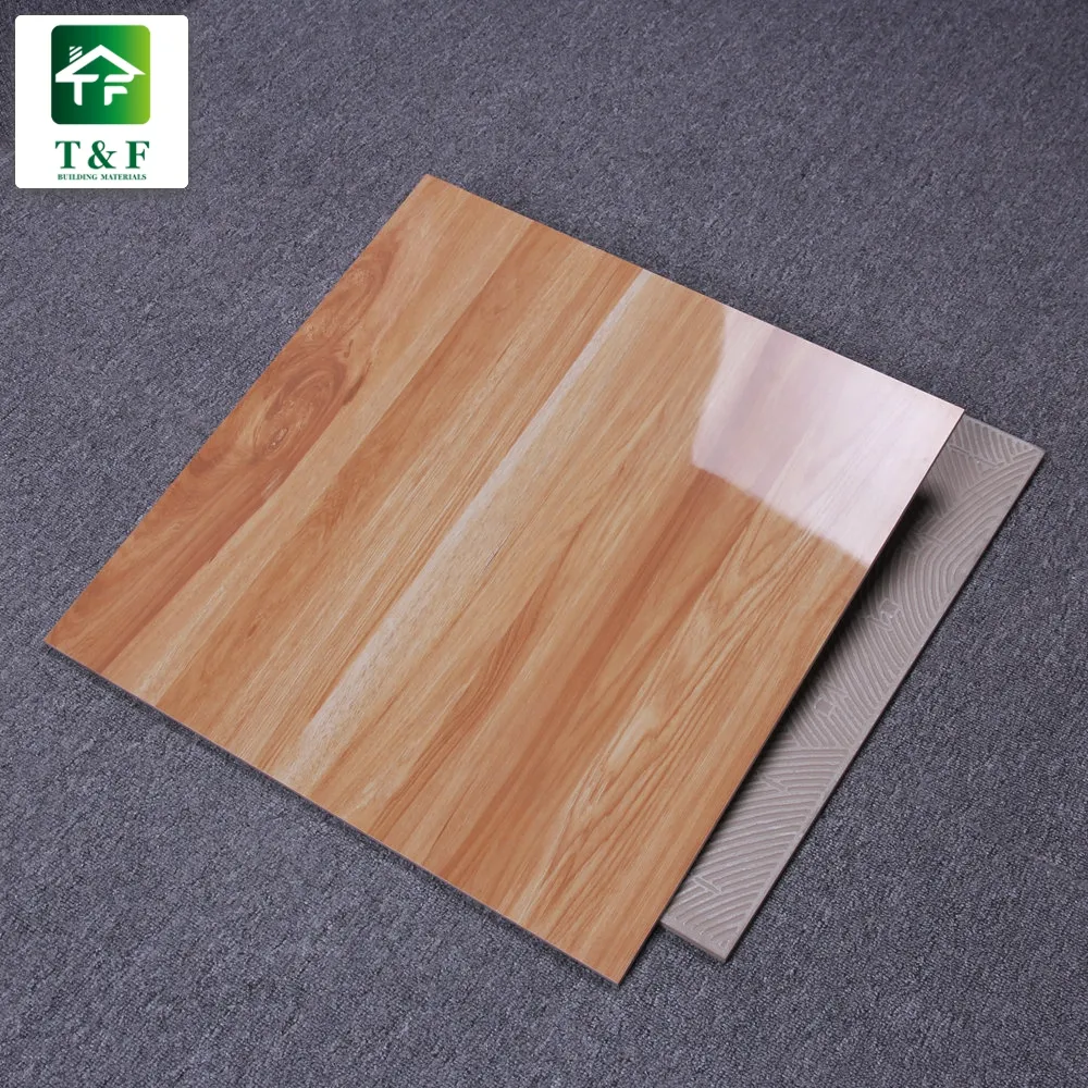 60x60 Brown Wood Grain Polished Ceramic Tile Full Polished Lowest Price Glazed Porcelain Floor Tile