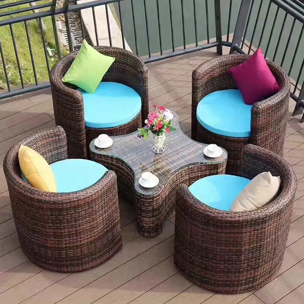 Outdoor Furniture Rattan Garden Wicker Table And Chair For Coffee Shop