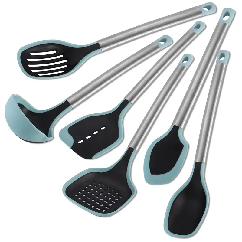 Kitchen Accessories Nonstick Silicone Baking Utensils Heavy Duty Stainless Steel Nylon Kitchen Cooking Utensils Set