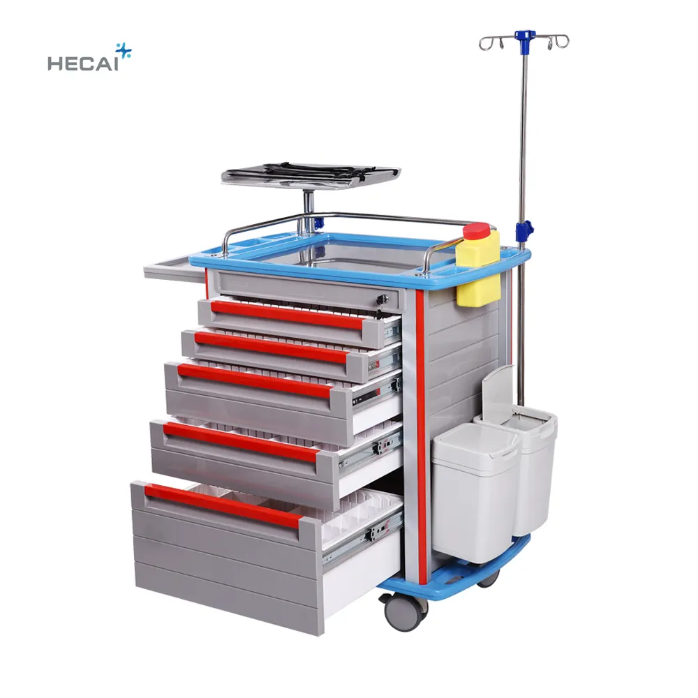 Trolley Hospital Best Price Abs Plastic Material First Aid Hospital Patient Clinic Used Emergency Medical Crash Cart Furniture Trolley For Sale