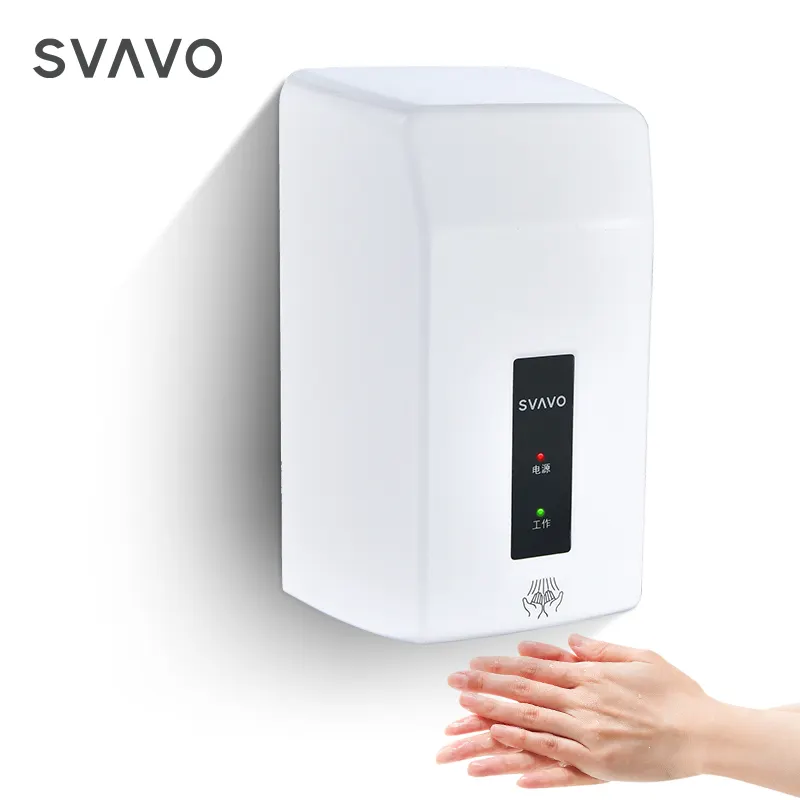 Wall mounted white chrome silver SVAVO plastic ABS modern design 1000W high-speed automatic hand dryers