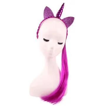 Cartoon Children Accessories Party Decoration Wig Braid Unicorn Hair Hoop hair accessory