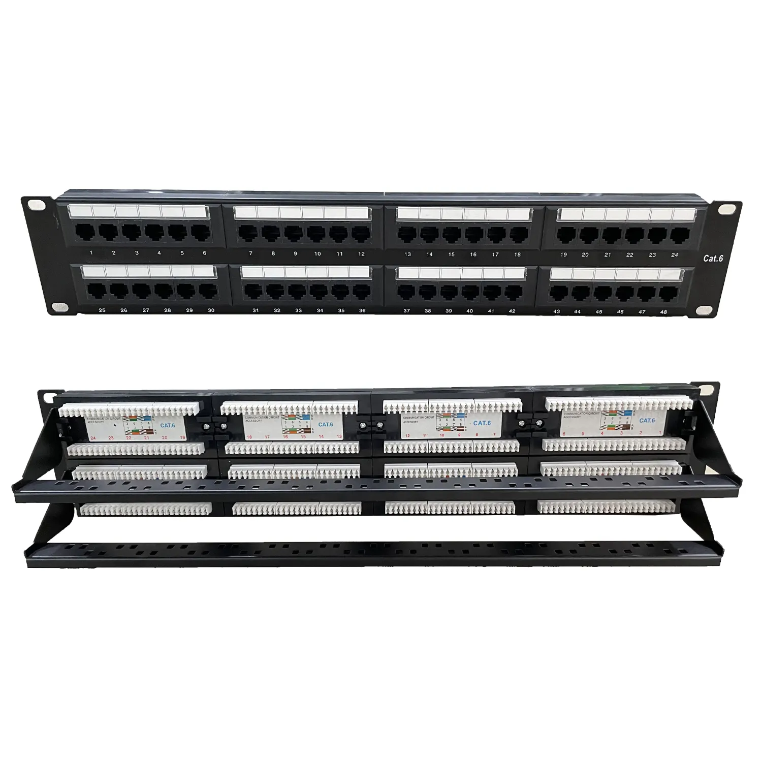 19 Inch 2U Rack Mount RJ45 CAT6 UTP FTP Dual Unshielded 48 Ports Patch Panel RJ45 Network Patch Panel