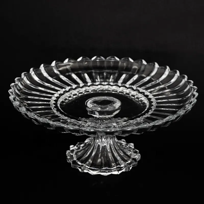 Кристально Чистая Стеклянная тарелка высокого качества декоративная большая стеклянная тарелка для фруктов посуда с подставкой