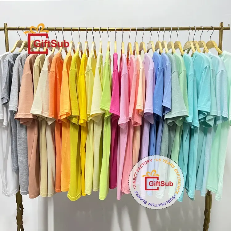 Прямая Продажа с фабрики, унисекс, супер мягкая хлопковая 100, полиэфирная футболка 200 цветов, однотонные пустые рубашки для сублимационного принта