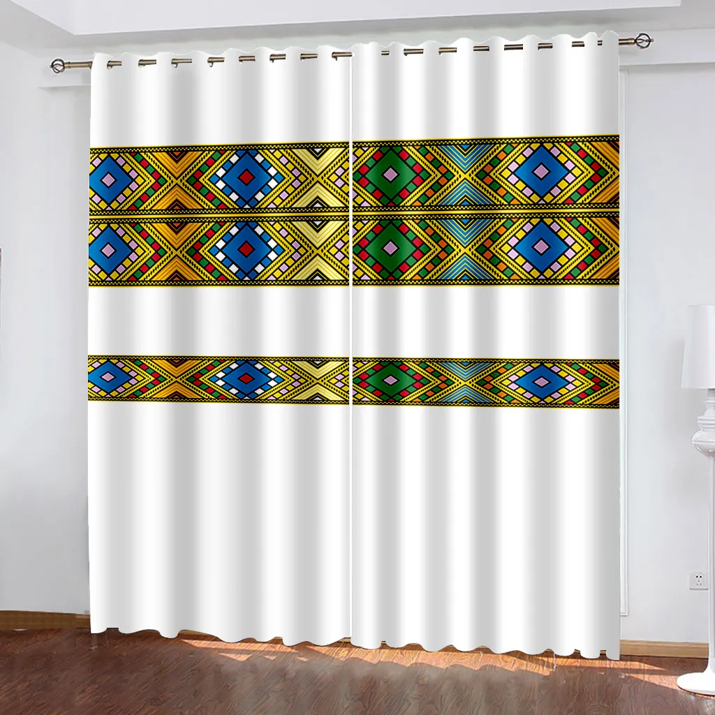 Горячая Распродажа, затемняющие шторы с традиционным дизайном эфиопской/эритрейской Сабы и шариком