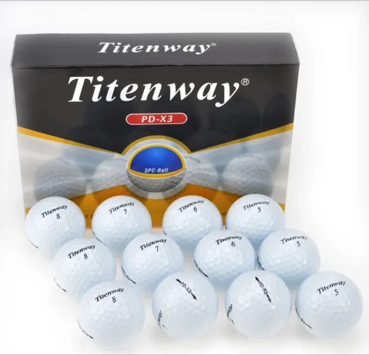 Outdoor sports White Synthetic Rubber Golf Ball Tournament Durable 3 layer Soft Golf ball