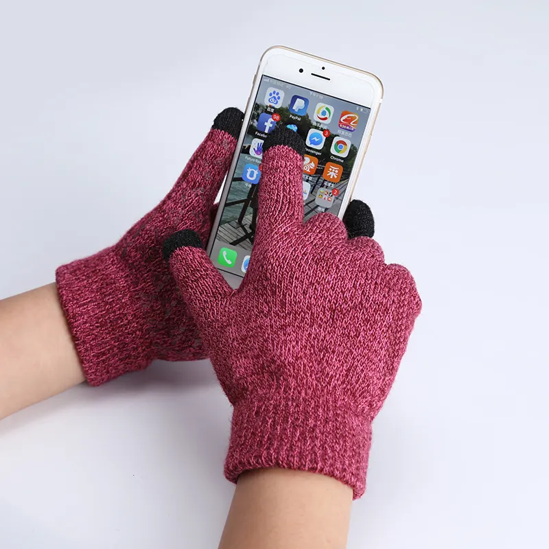 Мужские зимние теплые перчатки высокого качества на заказ, зимние вязаные перчатки для сенсорного экрана телефона, для письма, для ежедневного пользования