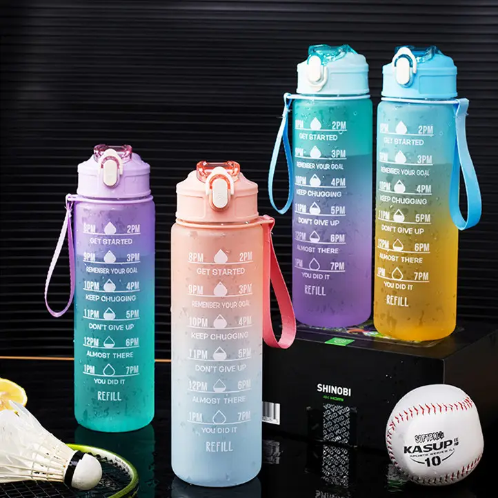 Оптовая продажа, герметичная большая бутылка для воды для пищевых продуктов, фитнеса, спортзала, занятий спортом на открытом воздухе, с мотивационным маркером времени