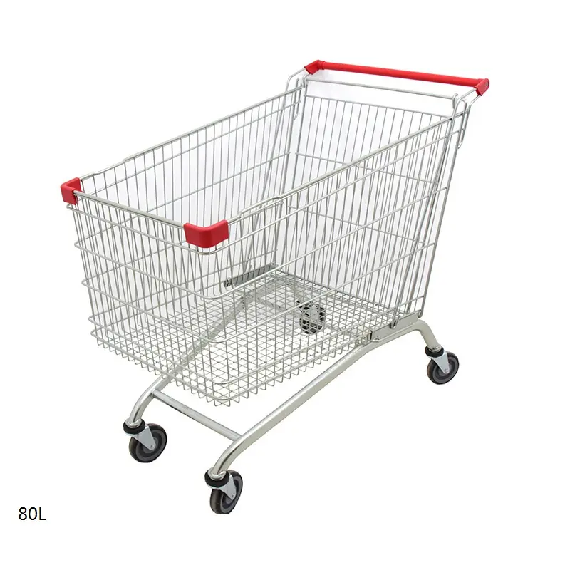High quality European style customized supermarket metal shopping trolley cart