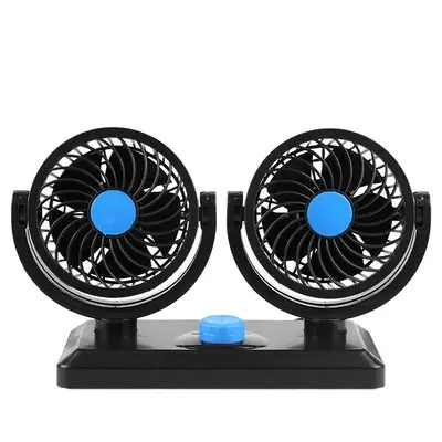 Universal 12V 24V Portable 360 Degree Rotating Dual USB Electric Car Fan