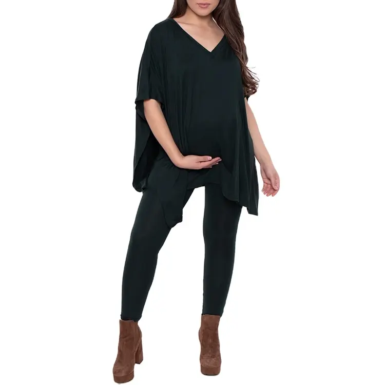 Custom casual maternity women pregnant clothes legging and top two piece sets