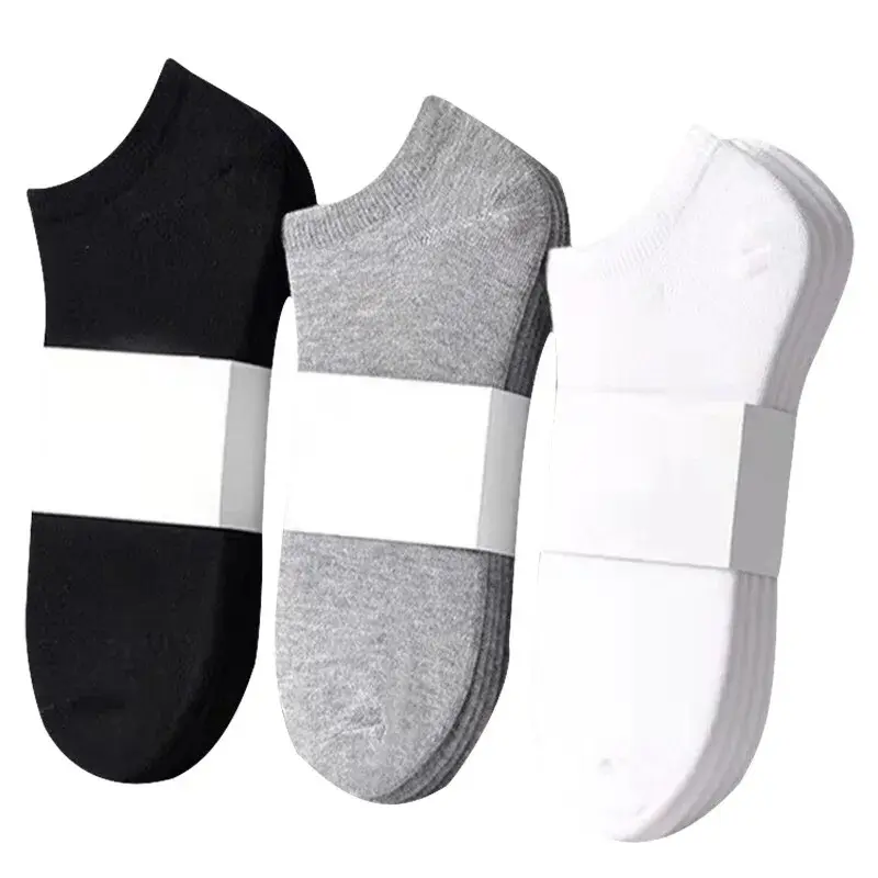 Оптовая продажа, мужские и женские летние черные белые серые дышащие носки с низкой талией, деловые носки
