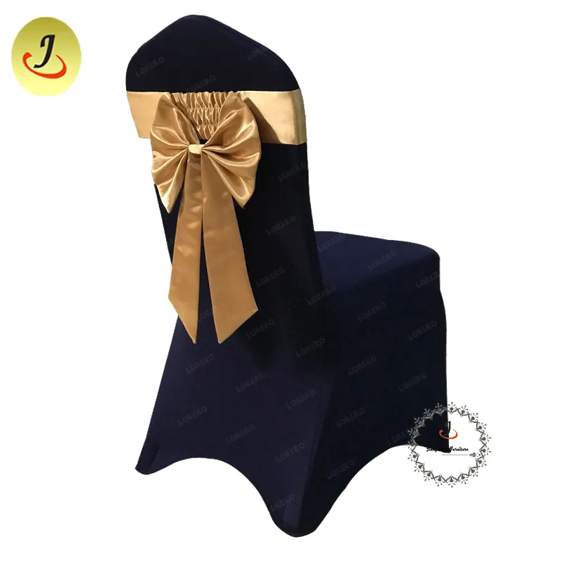 JC-CC008 дешевой ценой класса люкс стиль высокого качества черного цвета для свадьбы или торжественного случая спандекс покрывало для стула с желтым скоба
