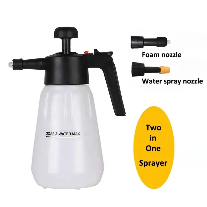 Hand pump foam sprayer without the need for a water hose or pressure washer