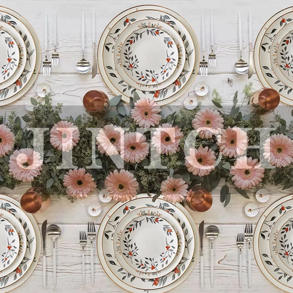 Новый дизайн, роскошные тонкие фарфоровые обеденные тарелки JINTCH, наборы керамической посуды для использования в ресторане