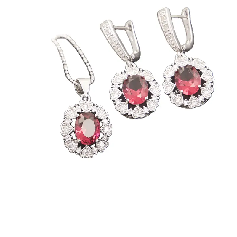 Costume Jewelry Earring Necklace Ring White Gold Plated Jewelry Sets For Women