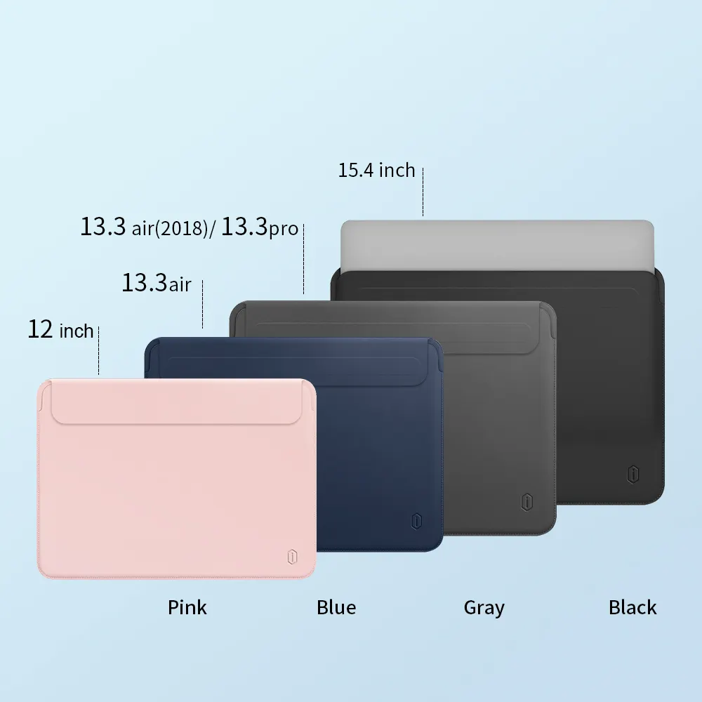 WiWU Laptop ultra thin sleeve skin pro PU leather magnetic closure mac-book sleeve case for 13'', 15'' lightweight bag