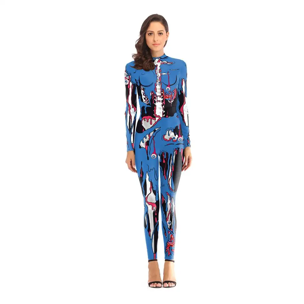 Sexy Women Cosplay Jumpsuits Print Costumes Tight Bodysuit N37-17