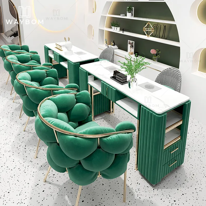 Зеленый по уходу за ногтями стол стул для маникюра маникюрный салон мебели с сушильная машина оборудование для салонов красоты Маникюрный Стол для гелевых ногтей